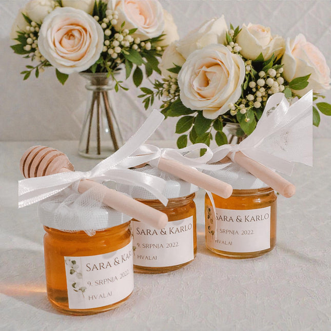 Vjenčani poklon zahvalnica od tila s medom 40 ml